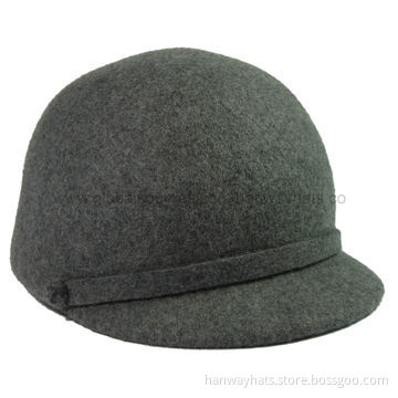 Hot Sale Wool Felt Baseball Cap with Self Hat Band and Knot Trim